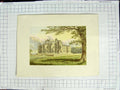 Original Old Antique Print 1880 Colour Plate View Stourton Mansion House Garden