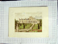 Original Old Antique Print 1880 Colour Plate View Easton Hall House Garden 19th