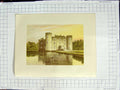 Original Old Antique Print 1880 Colour Plate Shirburn Castle Earl Macclesfield