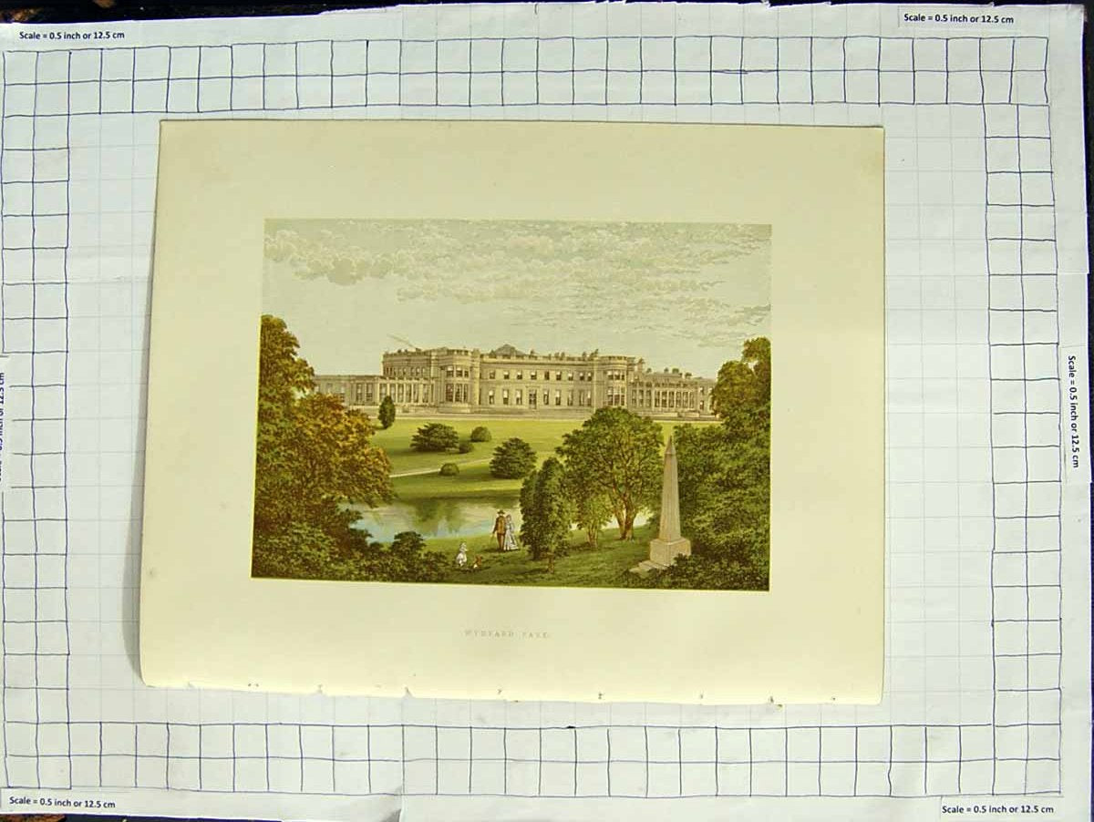 Original Old Antique Print 1880 Colour Plate Wynward Park Marquis Londonderry