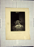 Original Old Antique Print C1790-C1900 Prisoners Chillon Cell Injured Woman Man