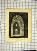 Old Antique Print 1801 Red-Mount-Chapel Lynn Norfolk Doorway Architecture 19th