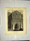 Old Antique Print 1811 Porch St. Nicholas Chapel Lnn Norfolk Architecture 19th