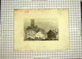 Original Old Antique Print 1835 View L'Hopital Mountains Town Houses 19th