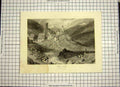 Original Old Antique Print C1790-C1900 Mountains Hospenthal Church Houses 18th