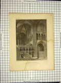 Original Old Antique Print 1832 Worcester Cathedral Prince Arthur Sepulchral