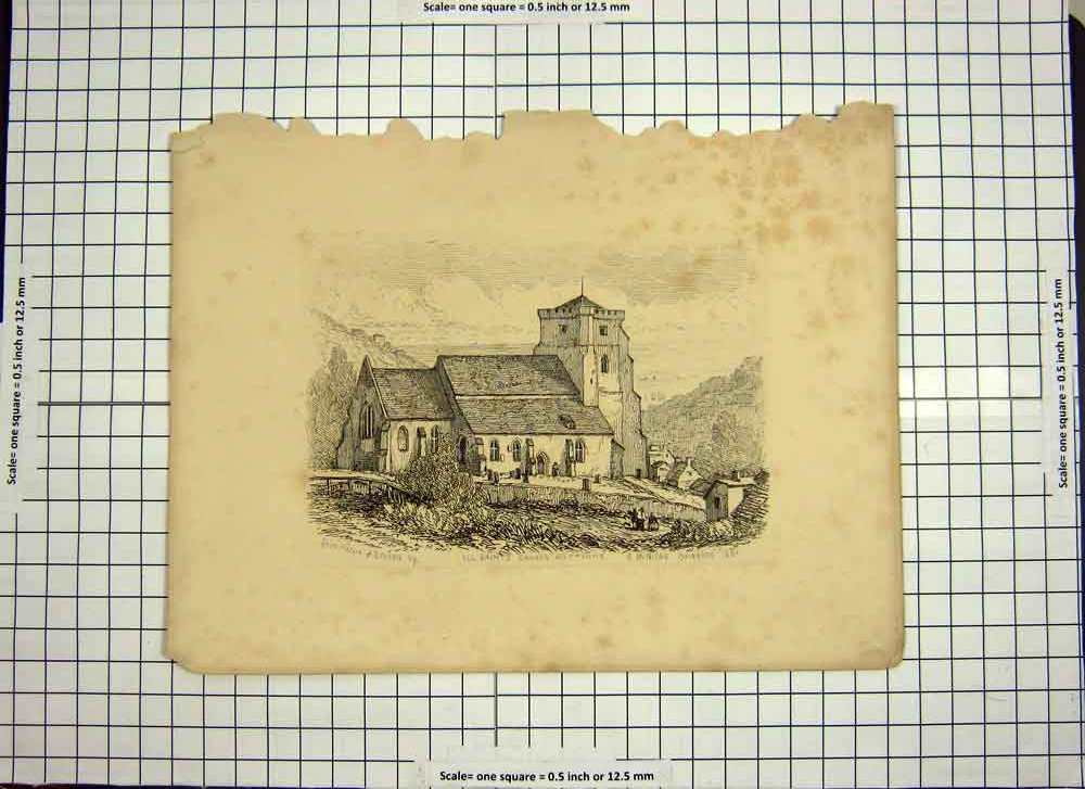 Original Old Antique Print C1790-C1900 All Saints Church Hastings Architecture
