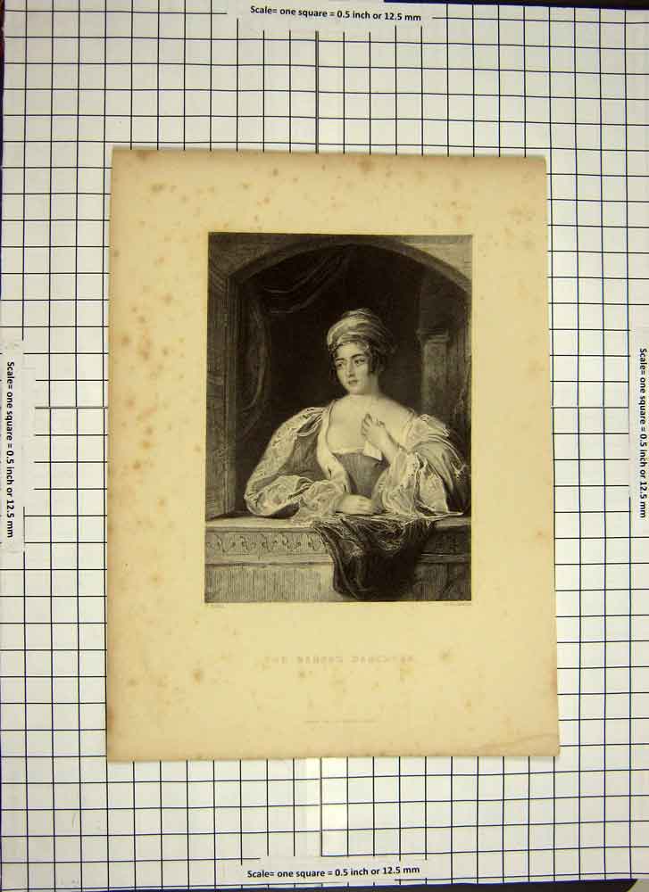 Original Old Antique Print C1790-C1900 Engraving Portrait The Baron'S Daughter