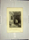 Old Antique Print C1790-C1900 Queen Mary'S Closet Holyrood Murder Rizzio 18th