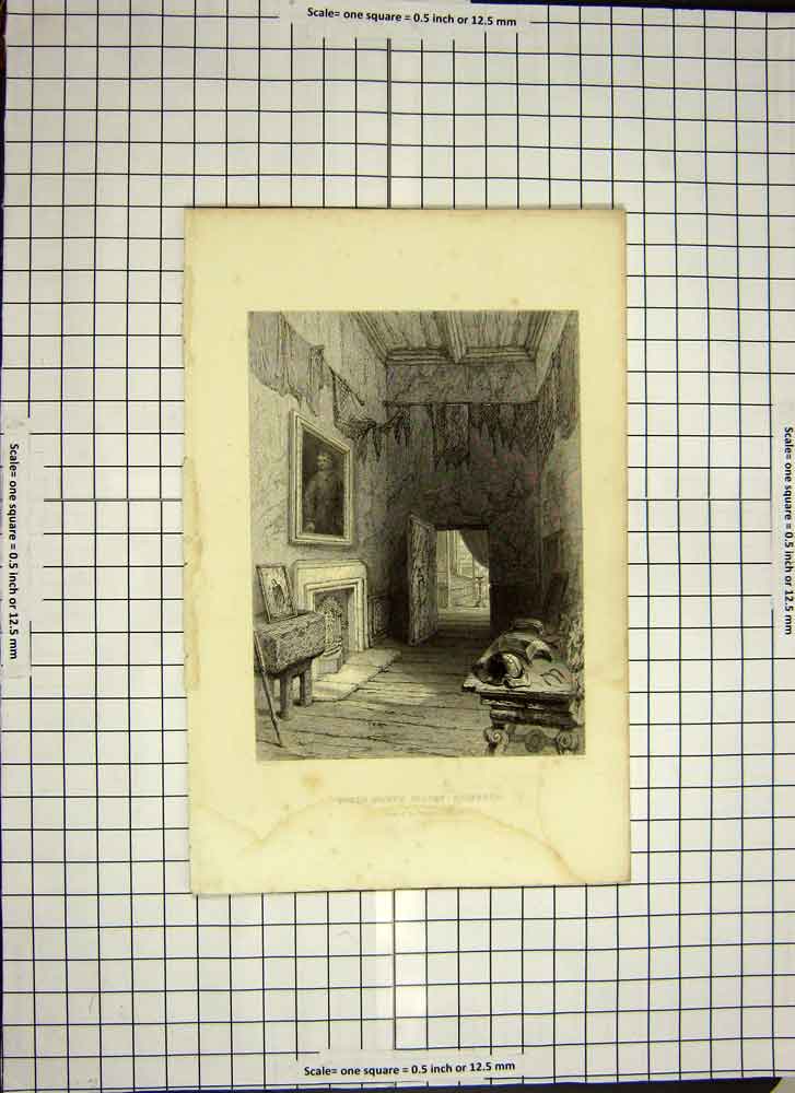 Old Antique Print C1790-C1900 Queen Mary'S Closet Holyrood Murder Rizzio 18th