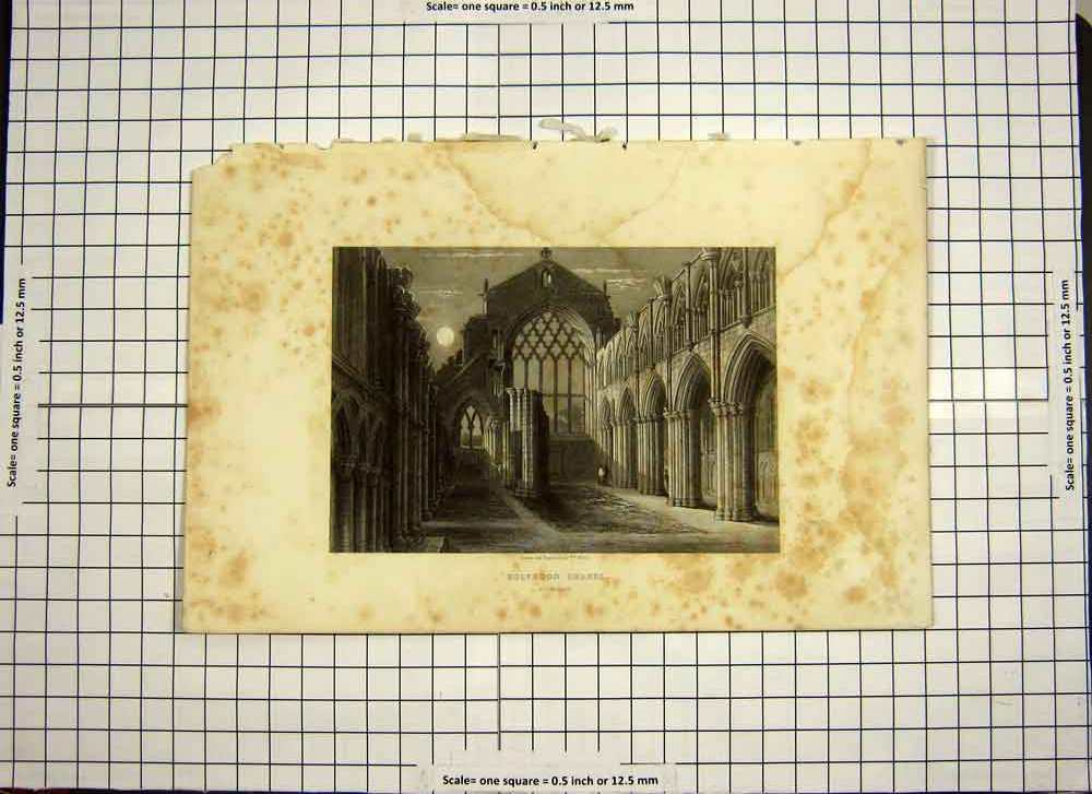 Original Old Antique Print *3182 C1790-C1900 Holyrood Chapel Edinburgh Scotland