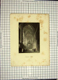 Original Old Antique Print C1790-C1900 St. Gudula Brussels Belgium Architecture