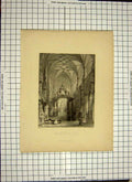 Old Antique Print C1790-C1900 Chapel Gudula Brussels Belgium Architecture 18th
