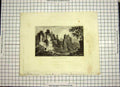 Original Old Antique Print C1790-C1900 Haughmond Abbey Ruins Engraving Calvert