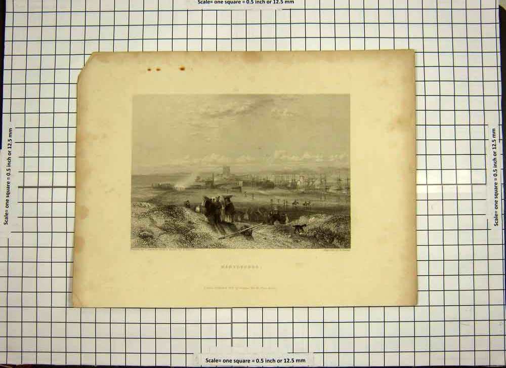 Antique Print Ref.529 C1790-C1900 Ra Castle Duke Celveland Trees Engraving
