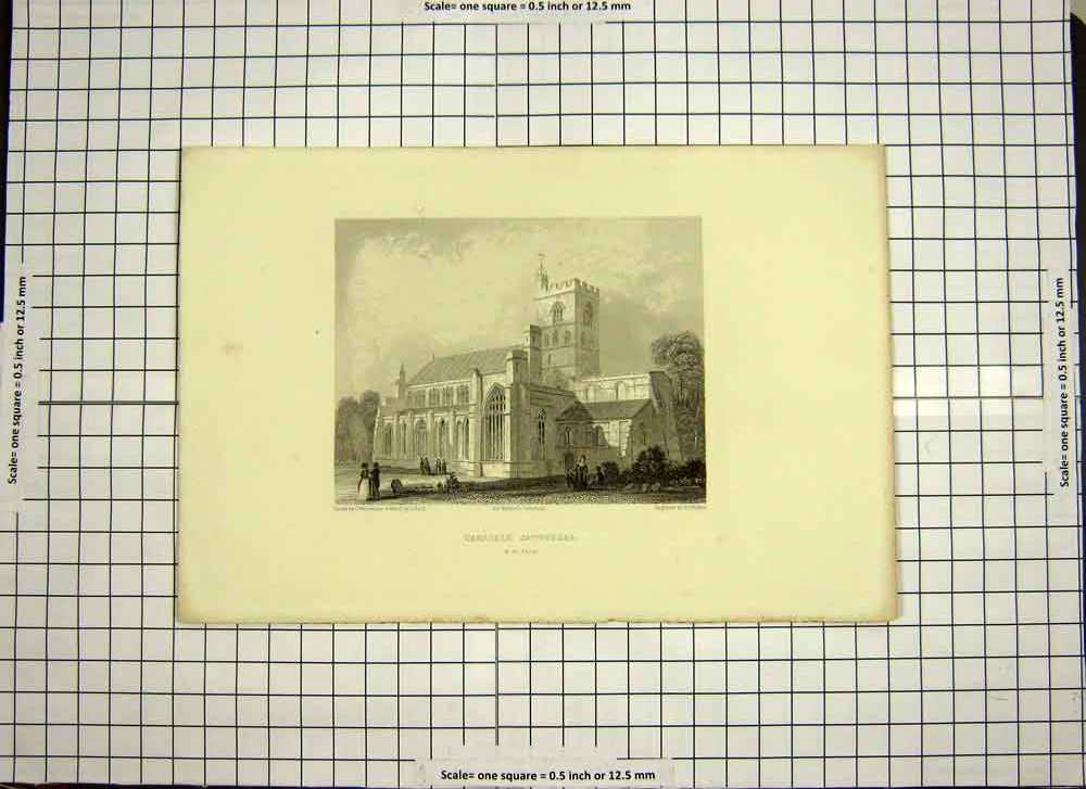 Original Old Antique Print C1790-C1900 View Carlisle Cathedral England Winkles