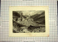 Old Antique Print C1790-C1900 View Hospenthal Mountains Church Engraving 18th