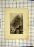 Original Old Antique Print 1838 Balsille Attack Mountains War Engraving 19th