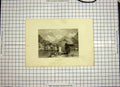 Original Old Antique Print 1833 View Interlachen Mountains Boats Houses 19th