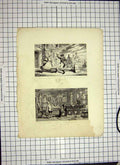 Original Old Antique Print C1790-C1900 Dougal Callum Hitcheon Meg Dods Turk