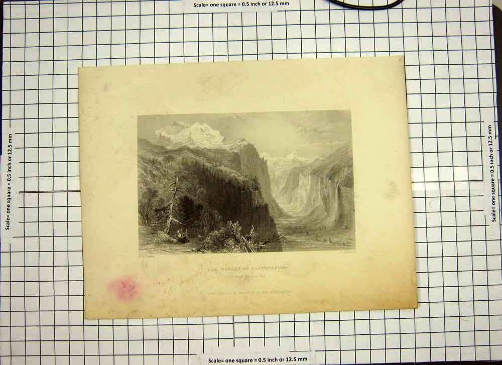 Old Antique Print C1790-C1900 Valley Lauterbrunn Western Alps Mountains 18th