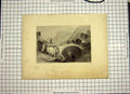 Original Old Antique Print 1836 Scene Valley St. Nicholas Mountains Bridge 19th