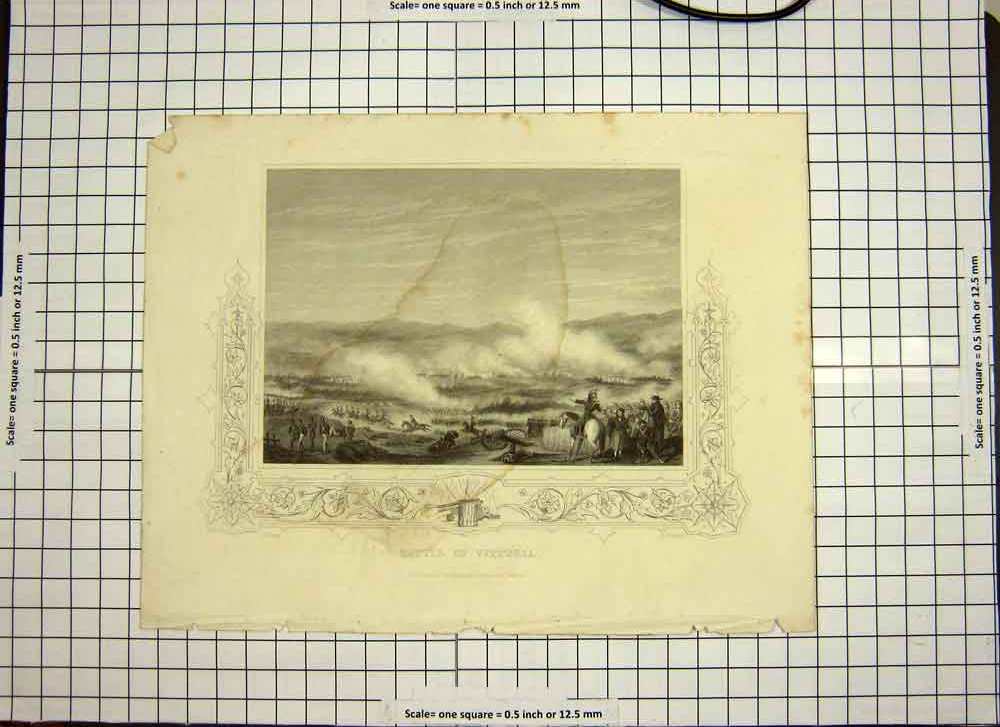 Original Old Antique Print C1790-C1900 Battle Vittoria War Siers Engraving 18th