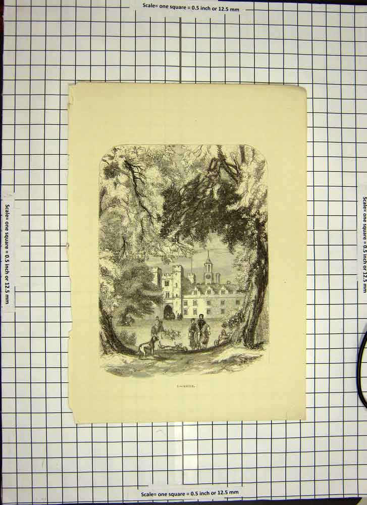 Original Old Antique Print C1790-C1900 Knole Mansion House England 18th Century