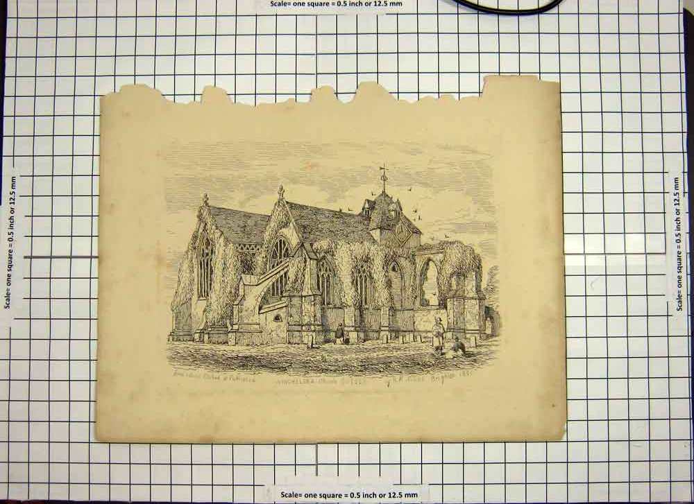 Original Old Antique Print 1851 Winchelsea Church Sussex England 19th