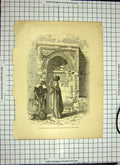 Old Antique Print C1790-C1900 Saracenic Fountain Council House Jerusalem 18th