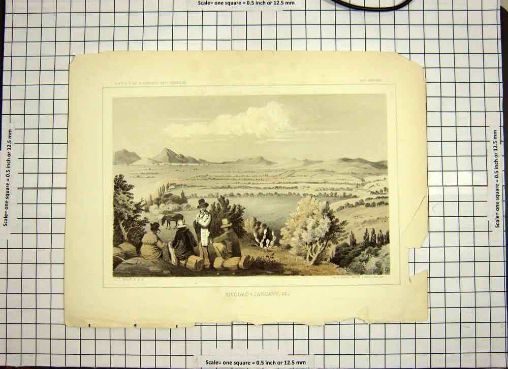 Original Old Antique Print C1790-C1900 Mountains Scene Bivouac Men Horses 18th