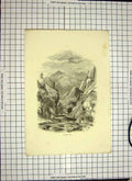Antique Old Print Ref.532 C1790-C1900 View Dove Dale Mountains River Fishing