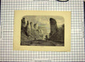 Original Old Antique Print C1790-C1900 View Dovedale Cliffs River 18th Century