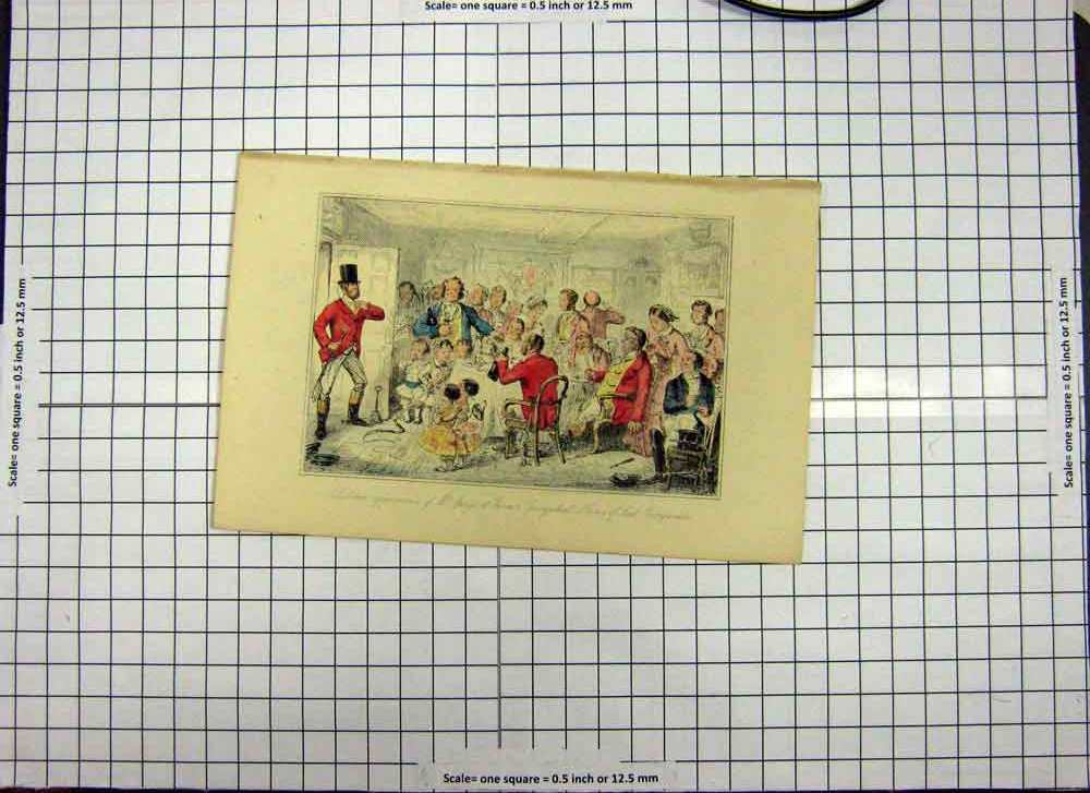 Original Old Antique Print C1790-C1900 Mr Sponge Farmer Springwheat Colour 18th