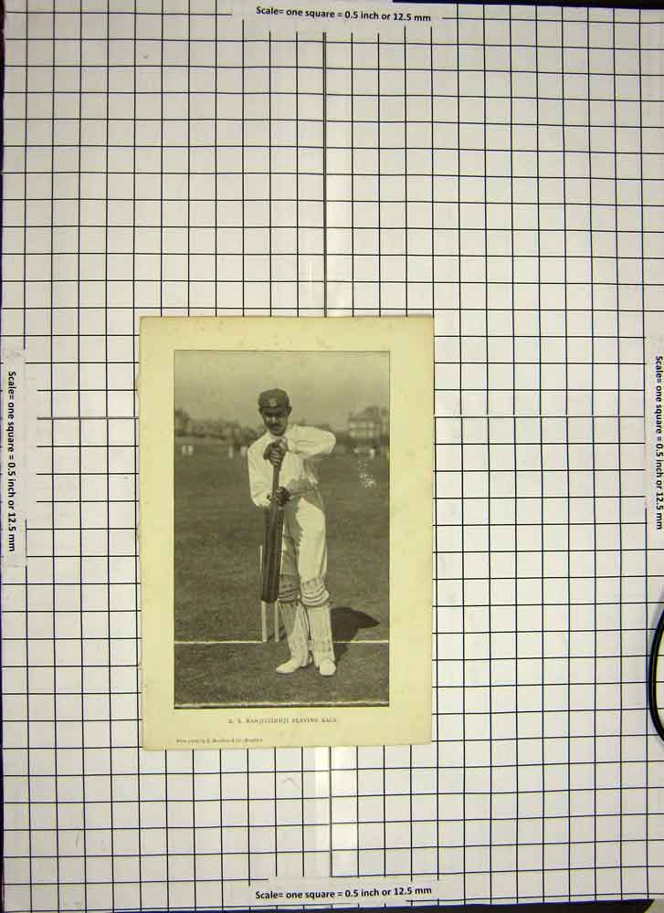 Original Old Antique Print C1790-C1900 Photograph Ranjitsinhji Cricketer 18th