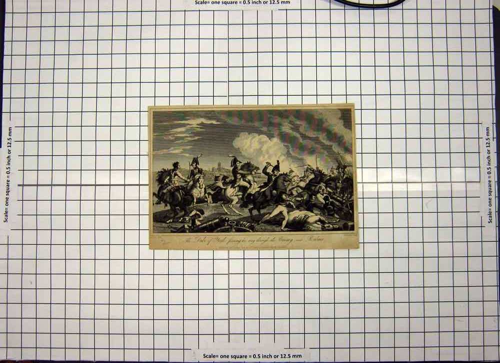 Original Old Antique Print C1790-C1900 War Battle Duke York Siers Roubaux 18th