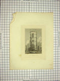 Original Old Antique Print 1824 Tower Worstead Church Norfolk England Engraving