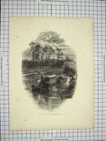 Antique Print Ref.535 C1790-C1900 Scene Gala Day Hampton Court River Boats