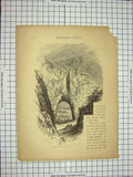 Original Old Antique Print C1790-C1900 View Dove Dale Reynard'S Cave Mountains