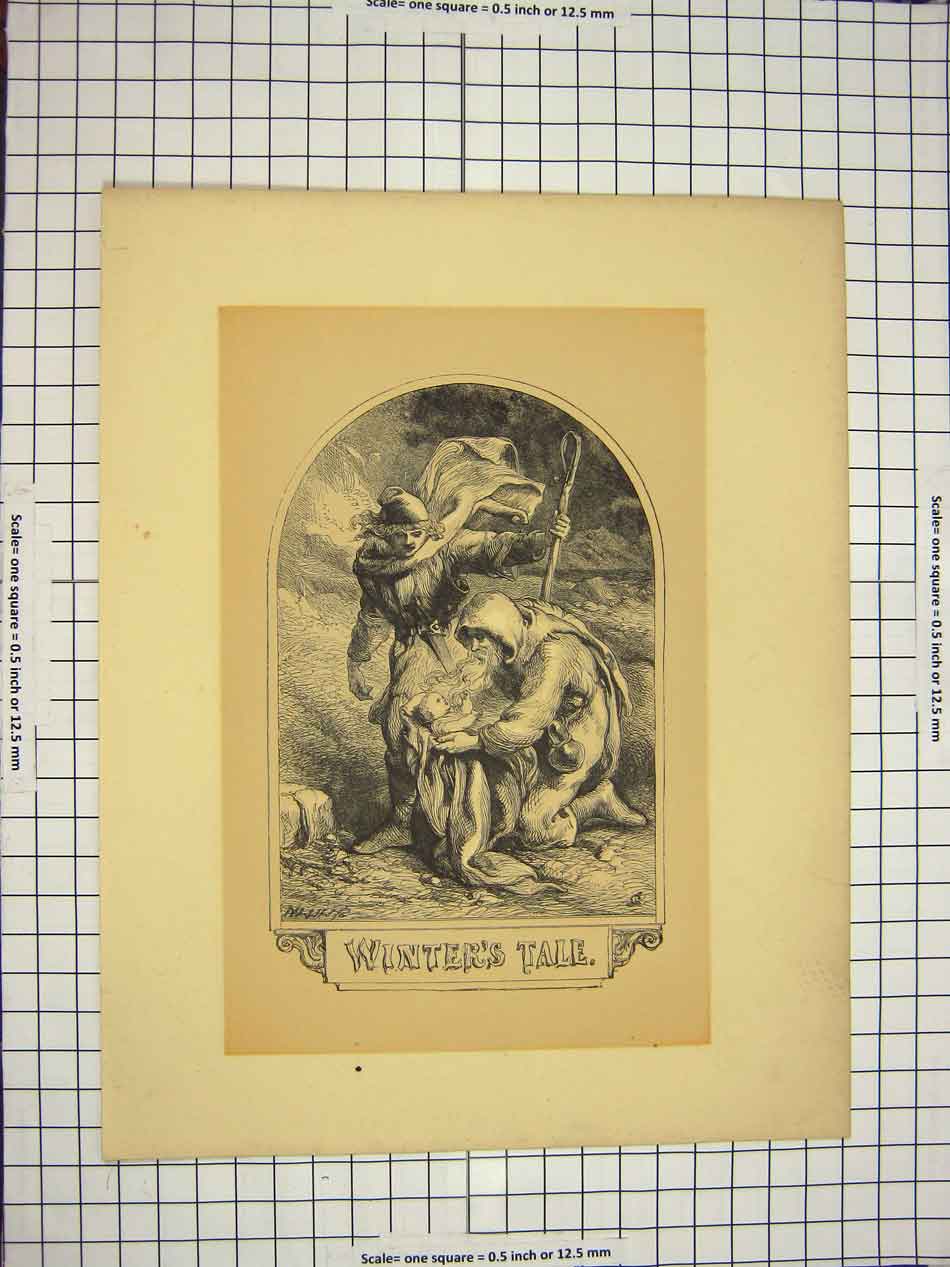 Original Old Antique Print C1790-C1900 Shakespere Scene Winter'S Tale 18th
