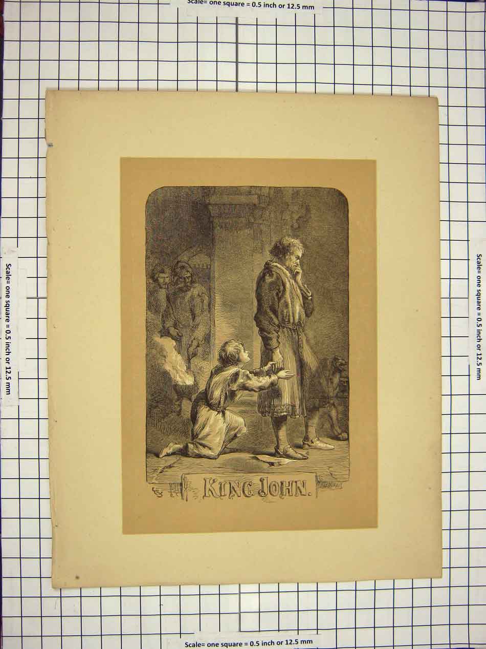 Original Old Antique Print C1790-C1900 Shakespere Scene Theatre King John 18th