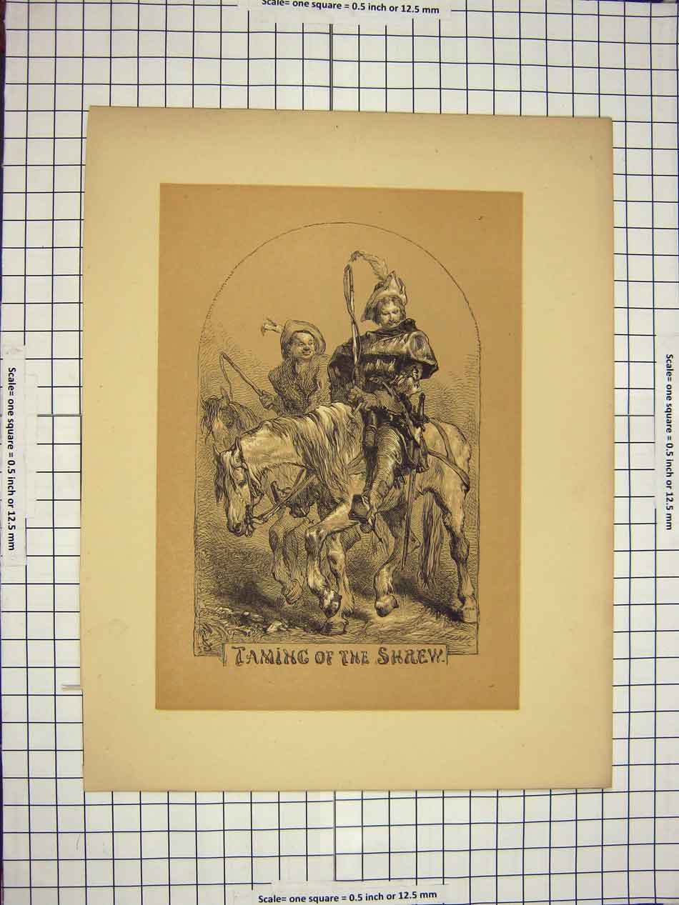 Original Old Antique Print C1790-C1900 Theatre Shakespere Taming The Shrew 18th
