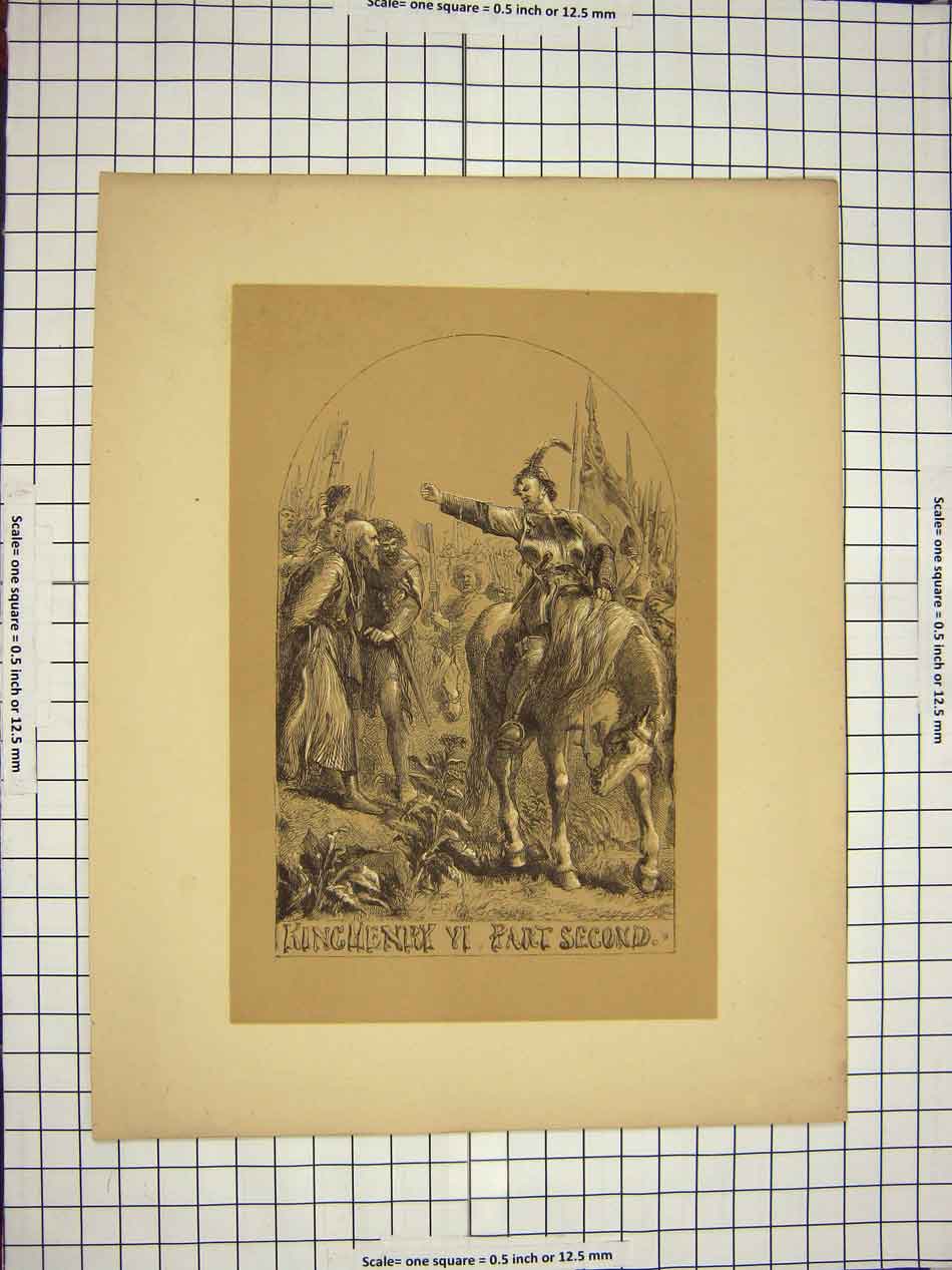 Original Old Antique Print C1790-C1900 Scene King Henry Vi Part Second Horse