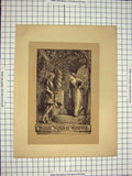 Original Old Antique Print C1790-C1900 Merry Wives Windsor Theatre Scene Actors