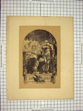 Original Old Antique Print C1790-C1900 Theatre Scene Actors 18th Century