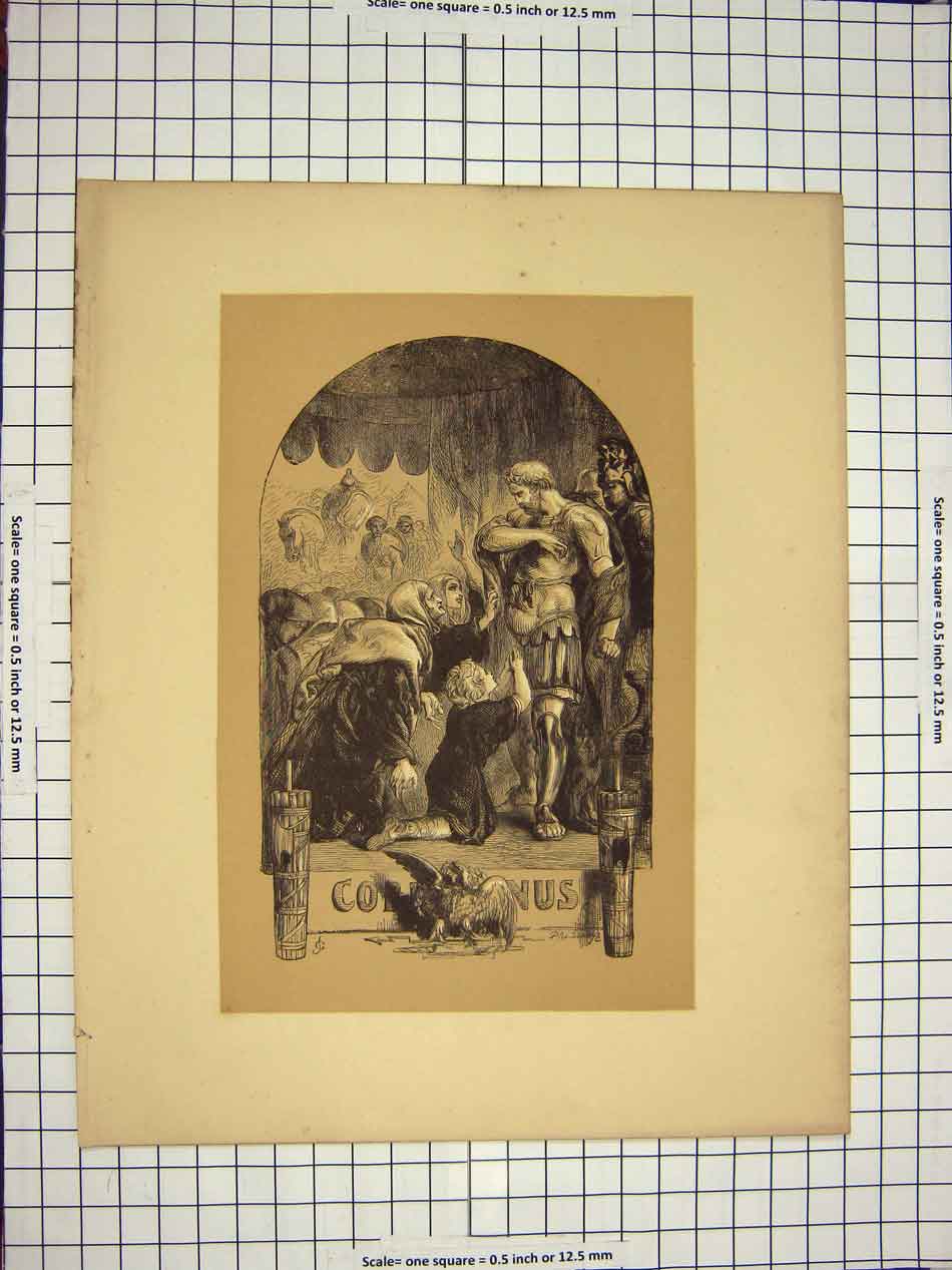 Original Old Antique Print C1790-C1900 Theatre Scene Actors 18th Century