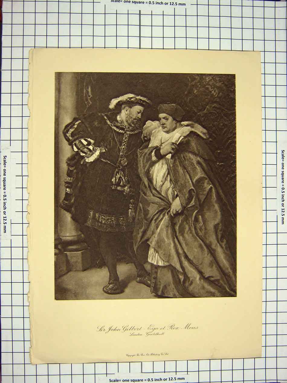 Original Old Antique Print C1790-C1900 Sir John Gilbert Ego Rex Meus London