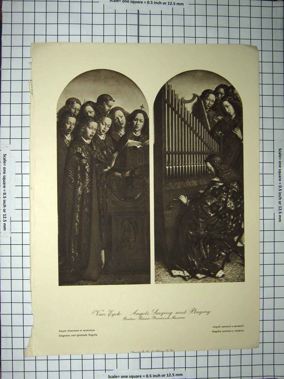 Old Antique Print C1790-C1900 Van Eyck Angels Singing Music Berlin Kaiser 18th