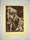 Original Old Antique Print C1790-C1900 Correggio Madonna Jerome Women Baby Men