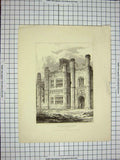 Antique Old Print Ref.533 1809 East Basham Hall Norfolk England Architecture
